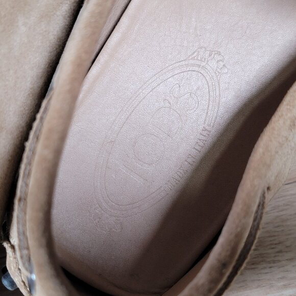 Tods Gommino Driving Loafers Mens Size 10.5 Beige Moccasin Shoes Made In Italy - Picture 7 of 10